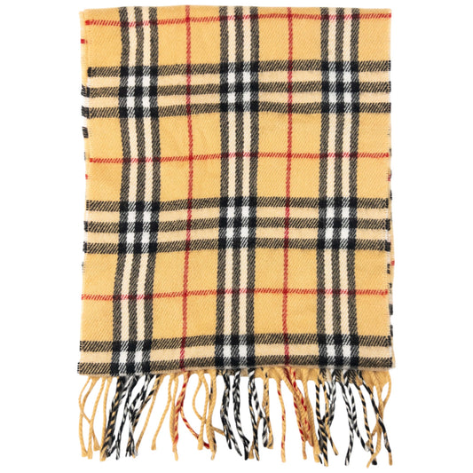 Vintage Burberry Nova Check Lambswool Tassel Scarf