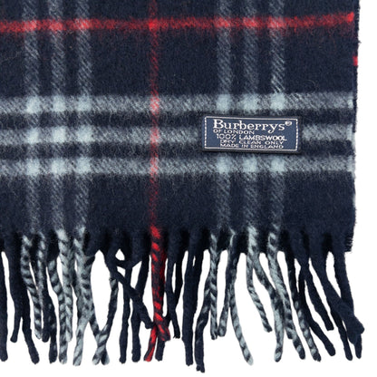 Vintage Burberry Nova Check Lambswool Tassel Scarf