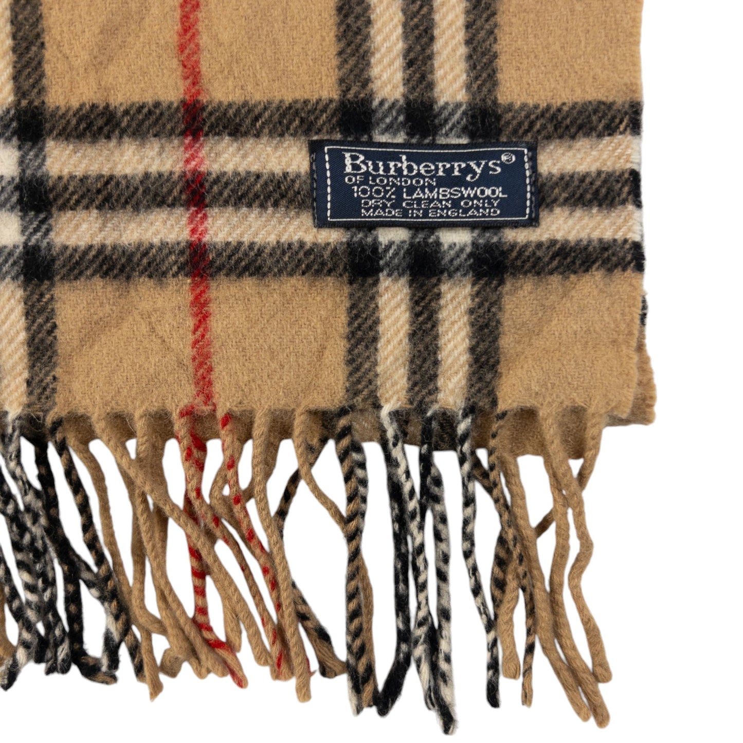 Vintage Burberry Nova Check Lambswool Tassel Scarf