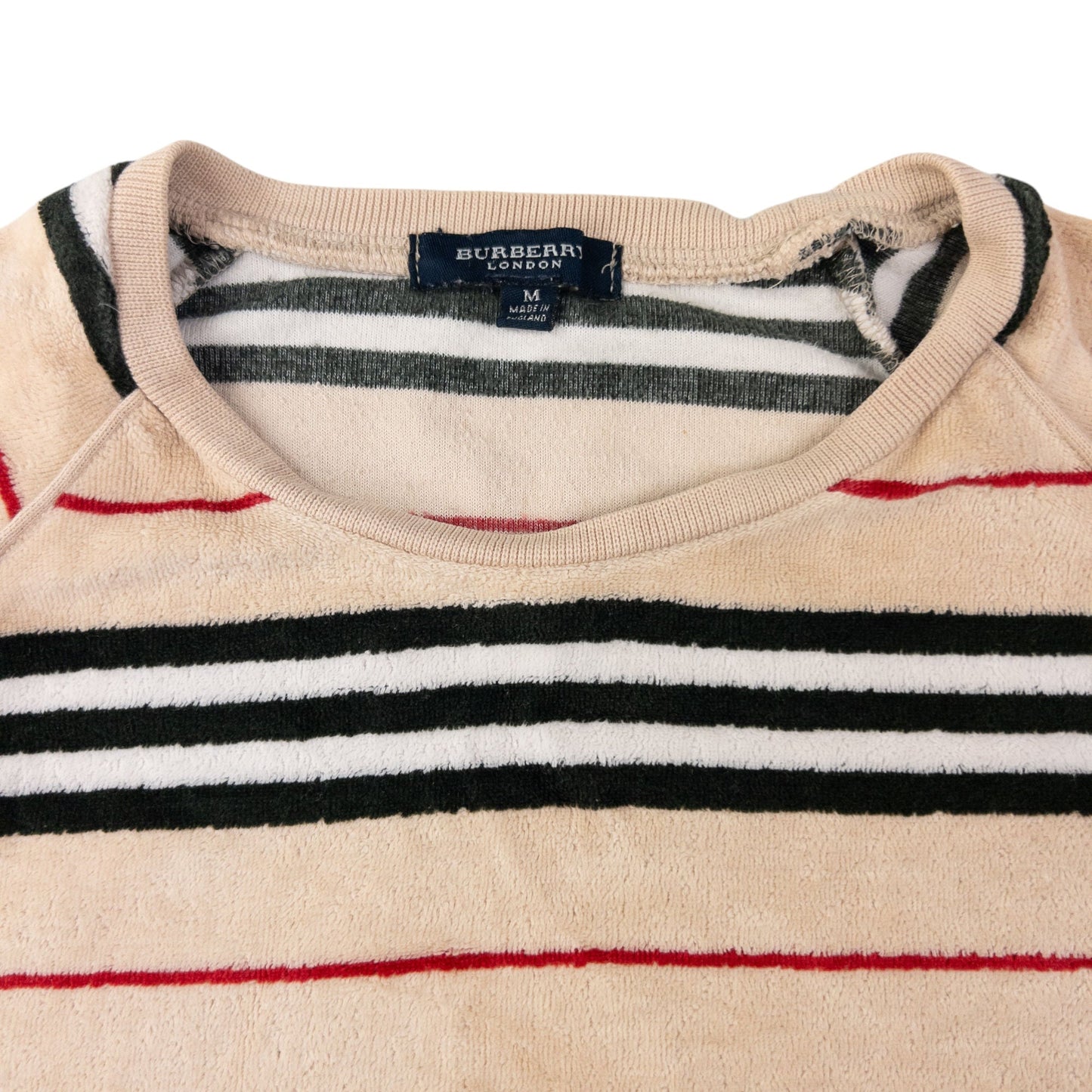 Vintage Burberry Nova Stripe Velour Sweatshirt Women's Size M