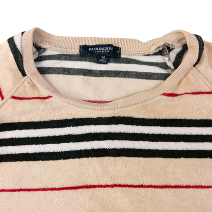 Vintage Burberry Nova Stripe Velour Sweatshirt Women's Size M