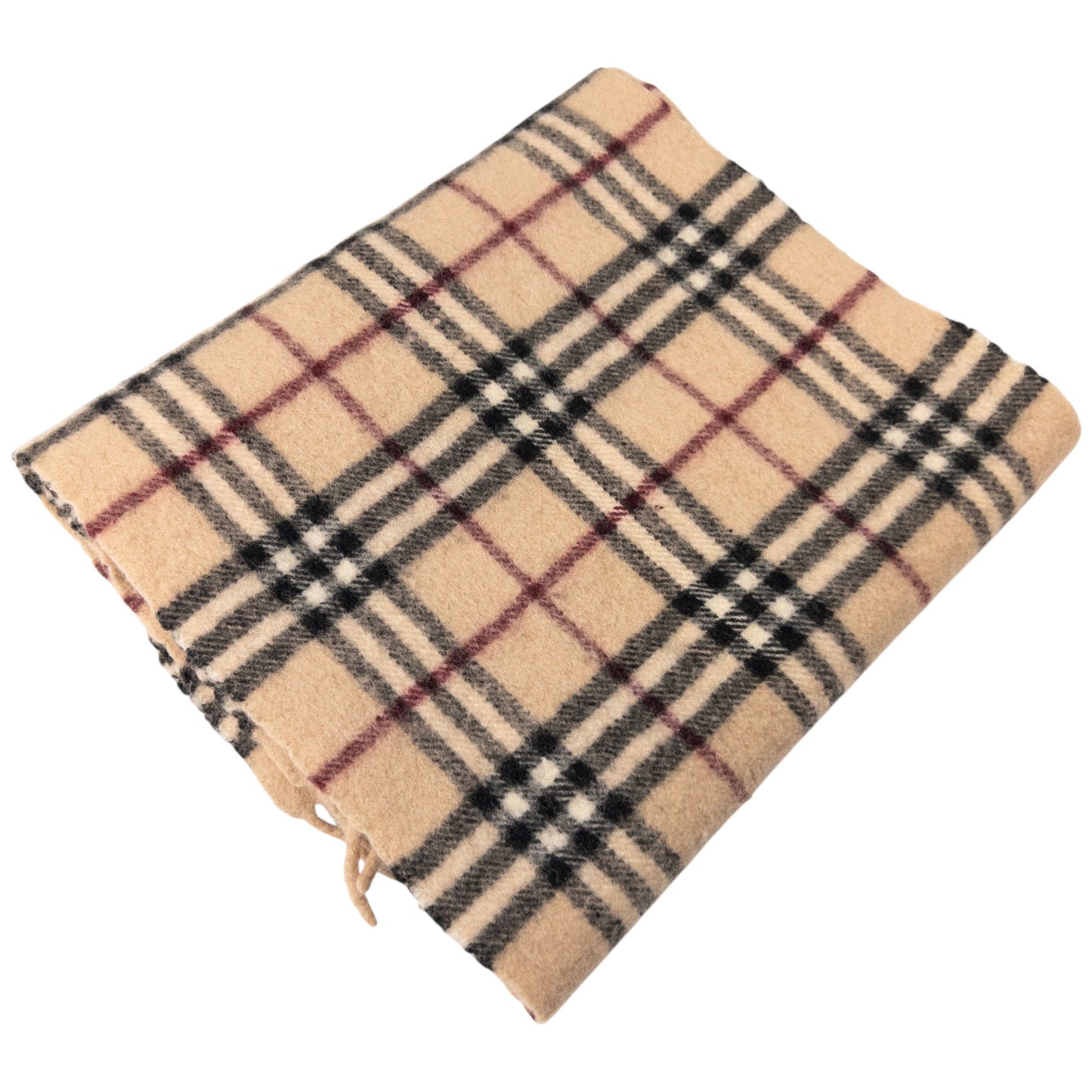 Vintage Burberry Nova Check Lambswool Tassel Scarf