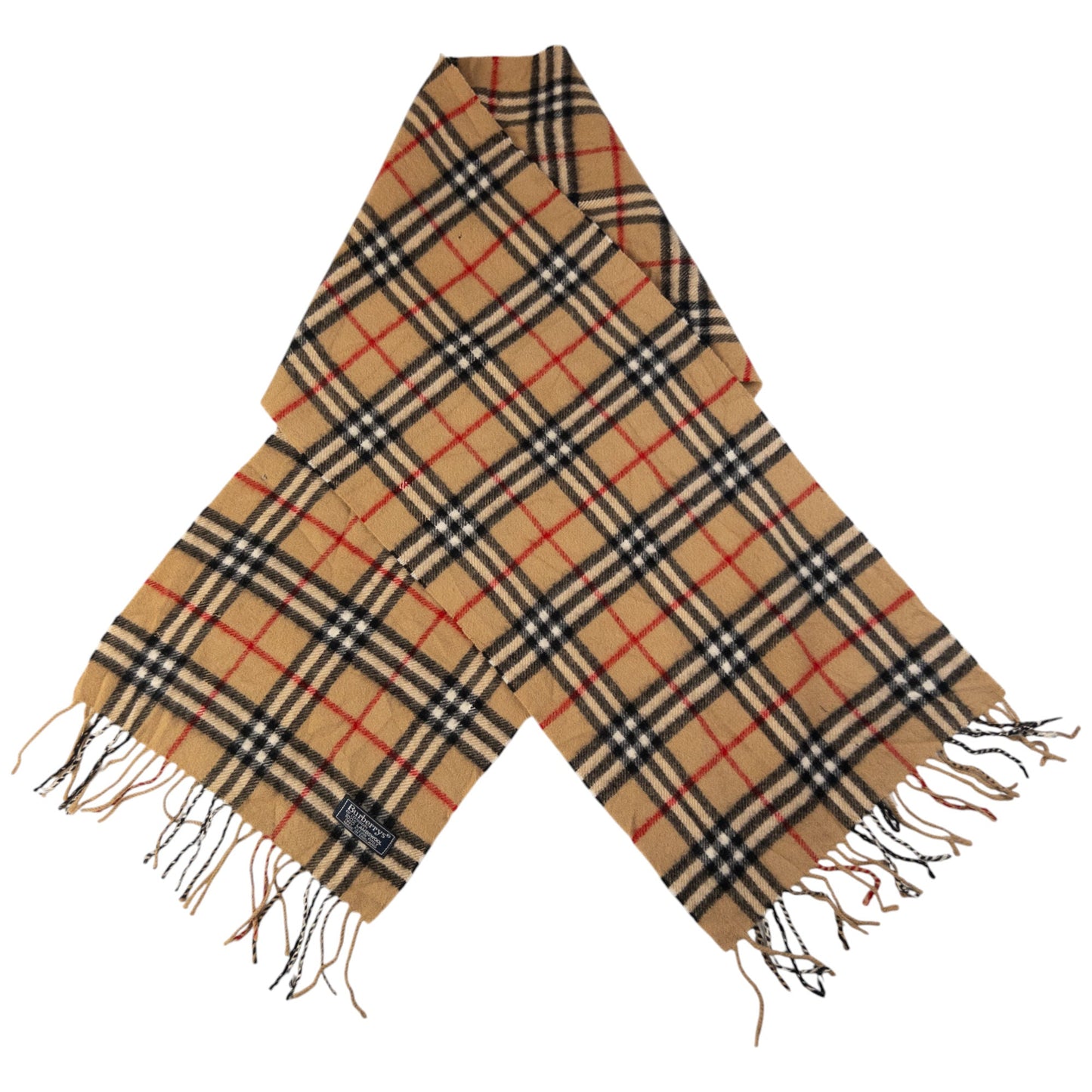 Vintage Burberry Nova Check Lambswool Tassel Scarf