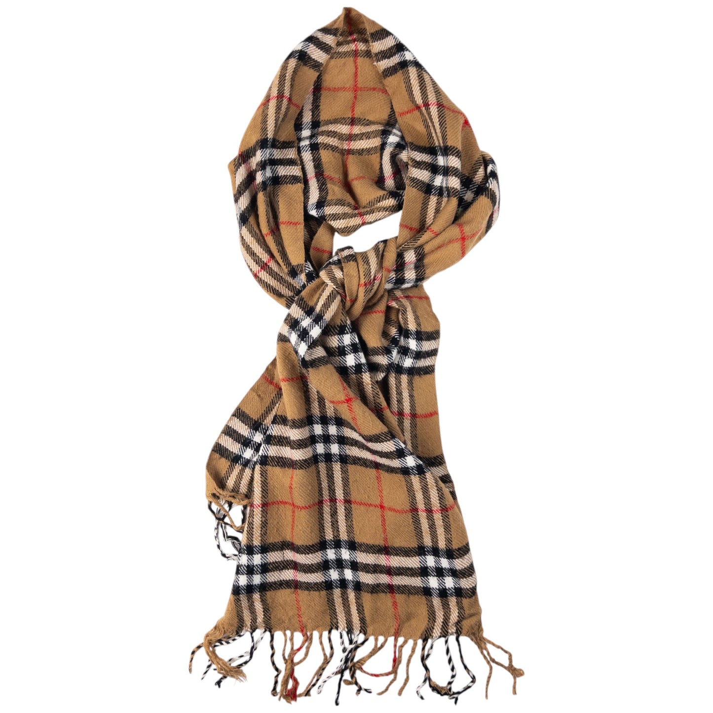 Vintage Burberry Nova Check Lambswool Tassel Scarf