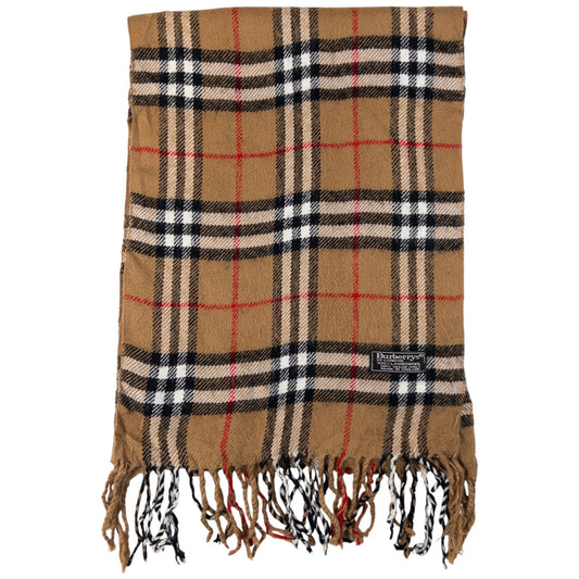 Vintage Burberry Nova Check Lambswool Tassel Scarf