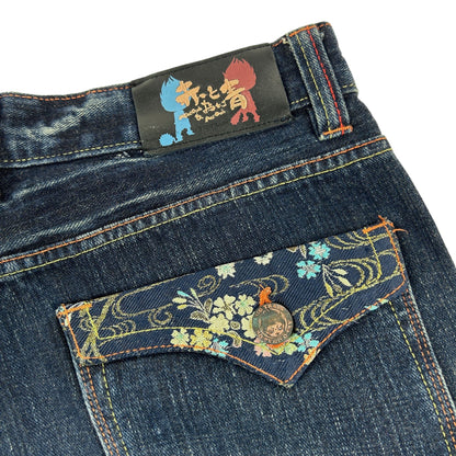 Vintage Wave Big Train Japanese Embroidered Denim Jeans Size W32