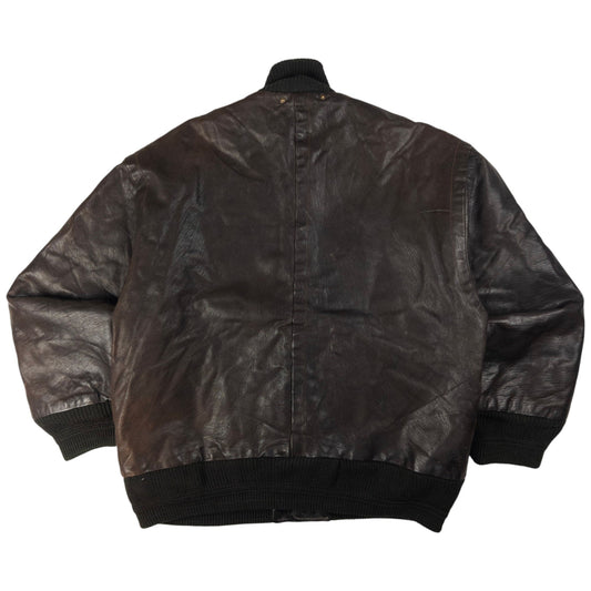 Vintage 80s CP Company Button Up Leather Bomber Jacket Size L