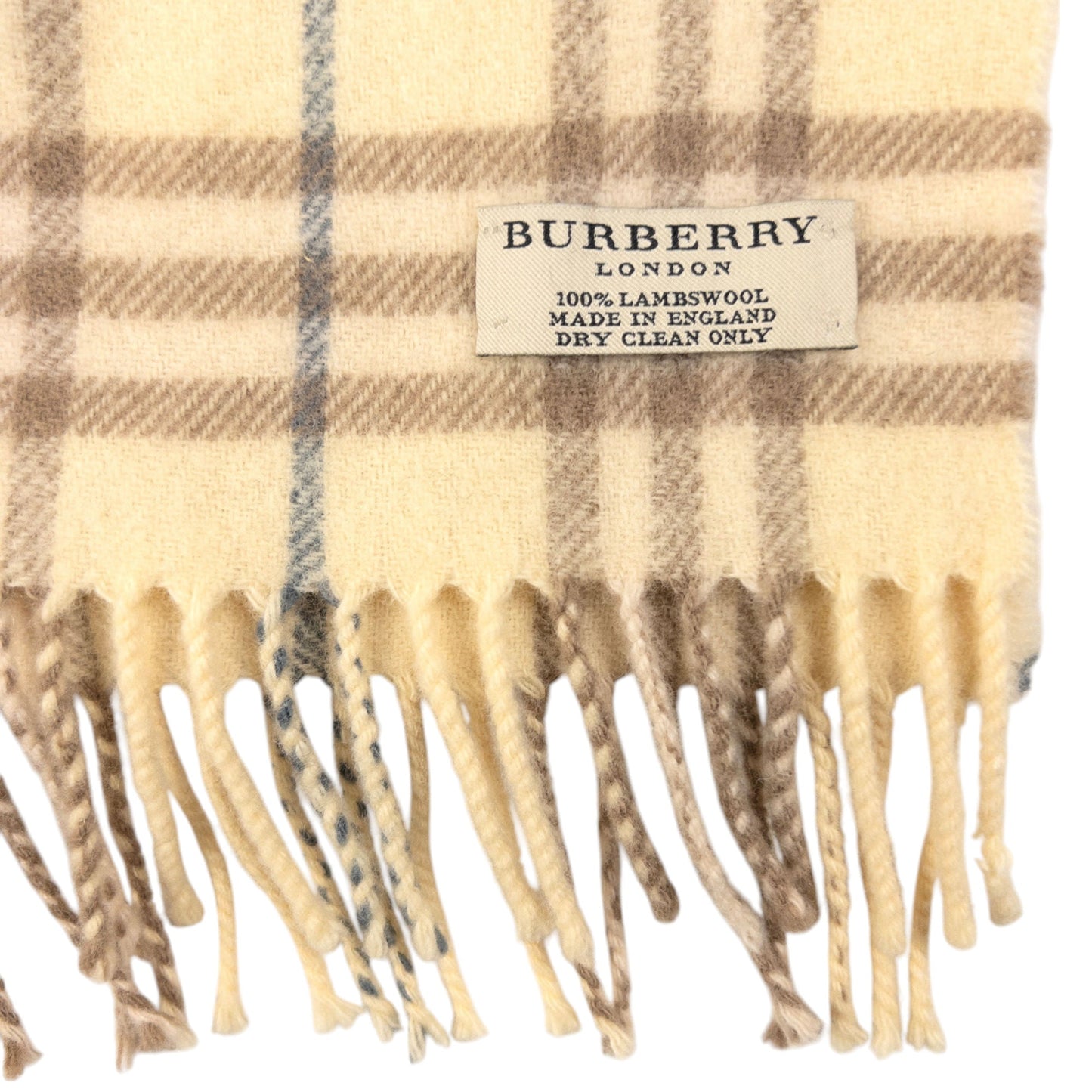 Vintage Burberry Nova Check Lambswool Tassel Scarf