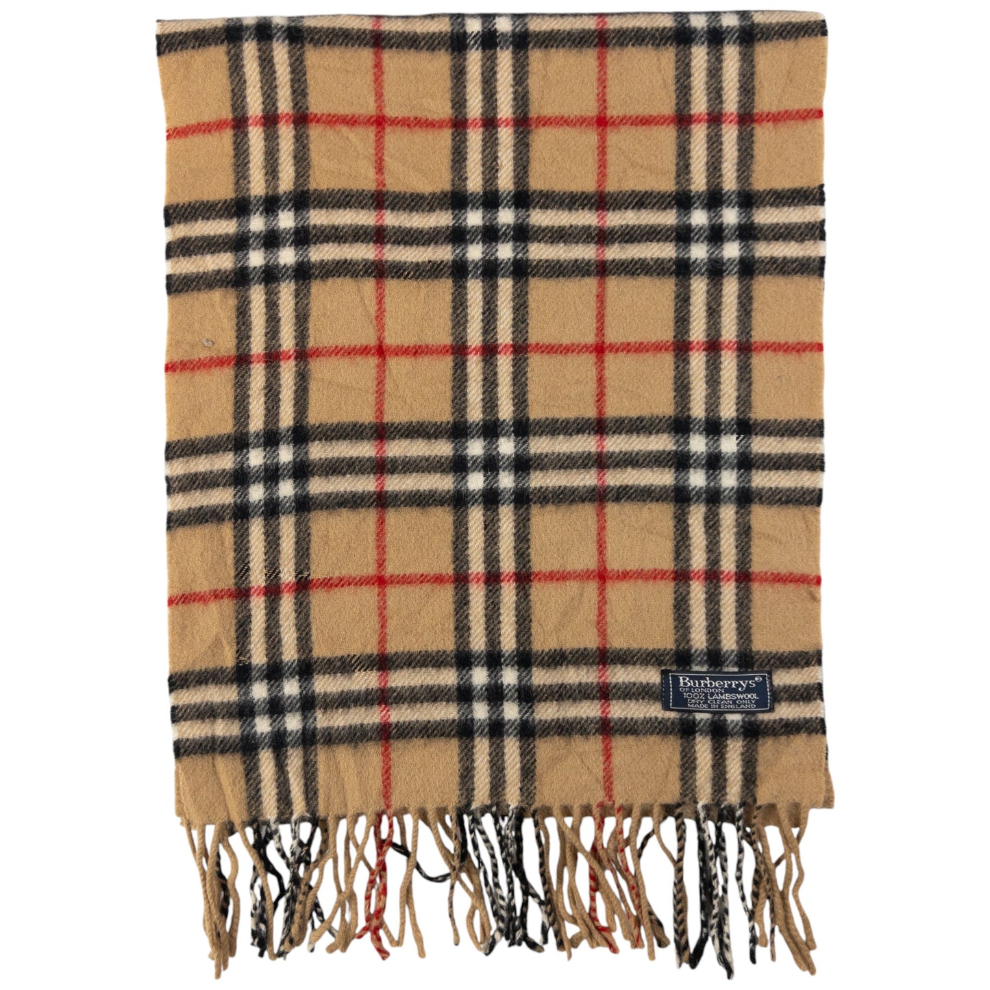 Vintage Burberry Nova Check Lambswool Tassel Scarf