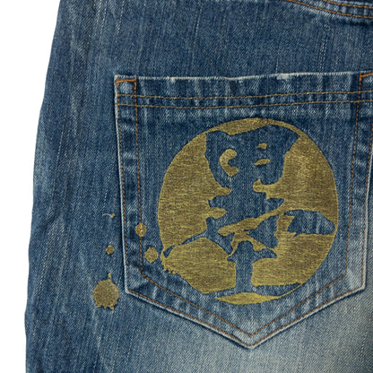 Vintage Big Train Embroidered Eagle Japanese Denim Jeans Size W35