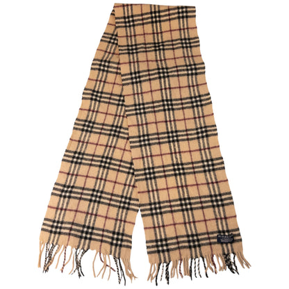 Vintage Burberry Nova Check Lambswool Tassel Scarf