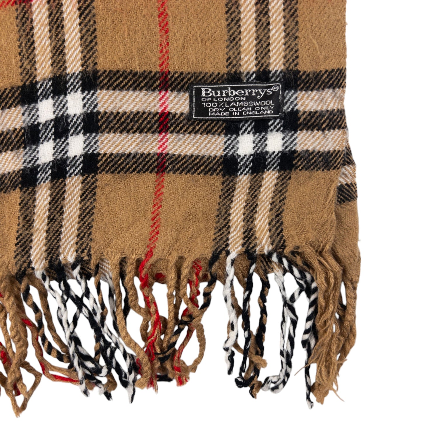 Vintage Burberry Nova Check Lambswool Tassel Scarf