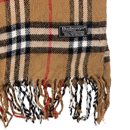 Vintage Burberry Nova Check Lambswool Tassel Scarf