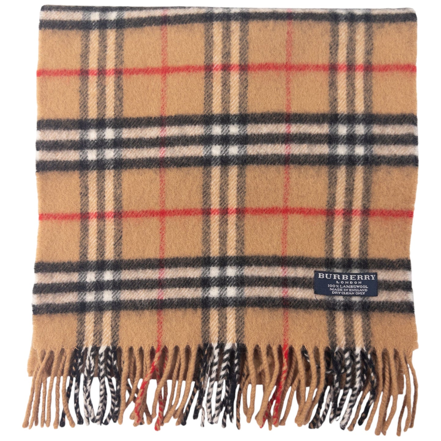 Vintage Burberry Nova Check Lambswool Tassel Scarf