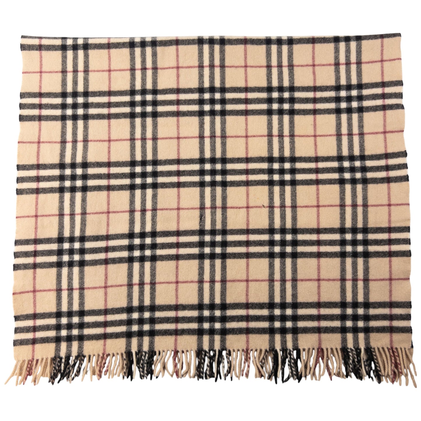 Vintage Burberry Nova Check Cashmere Tassel Throw Blanket