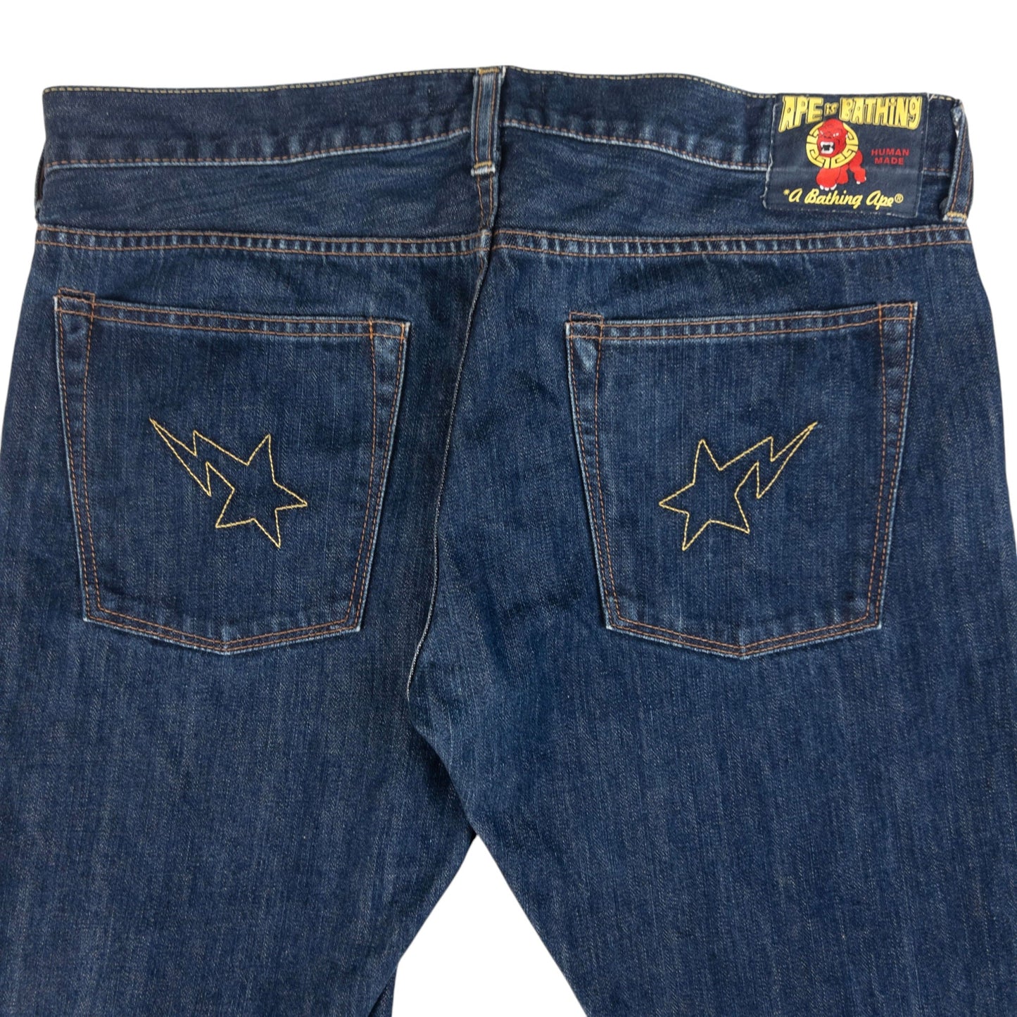 Vintage Bape Star Bolt Embroidered Denim Jeans Size W34