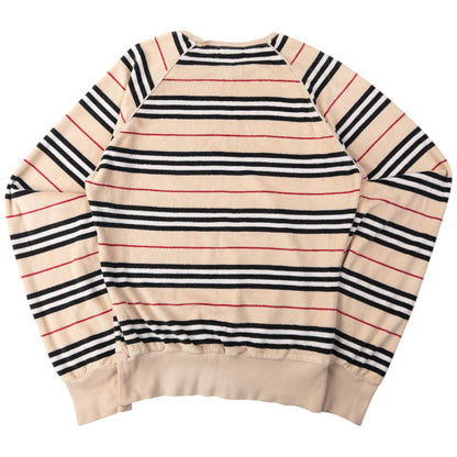 Vintage Burberry Nova Stripe Velour Sweatshirt Women's Size M