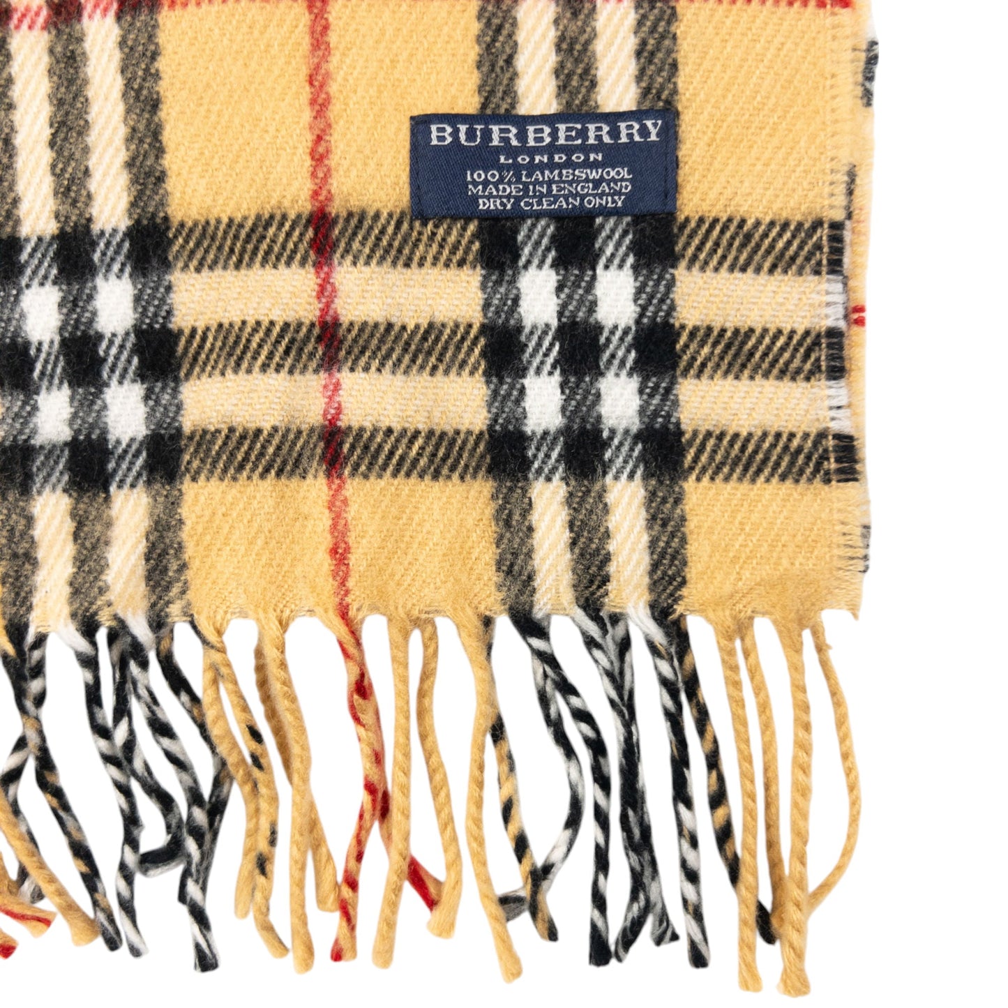 Vintage Burberry Nova Check Lambswool Tassel Scarf