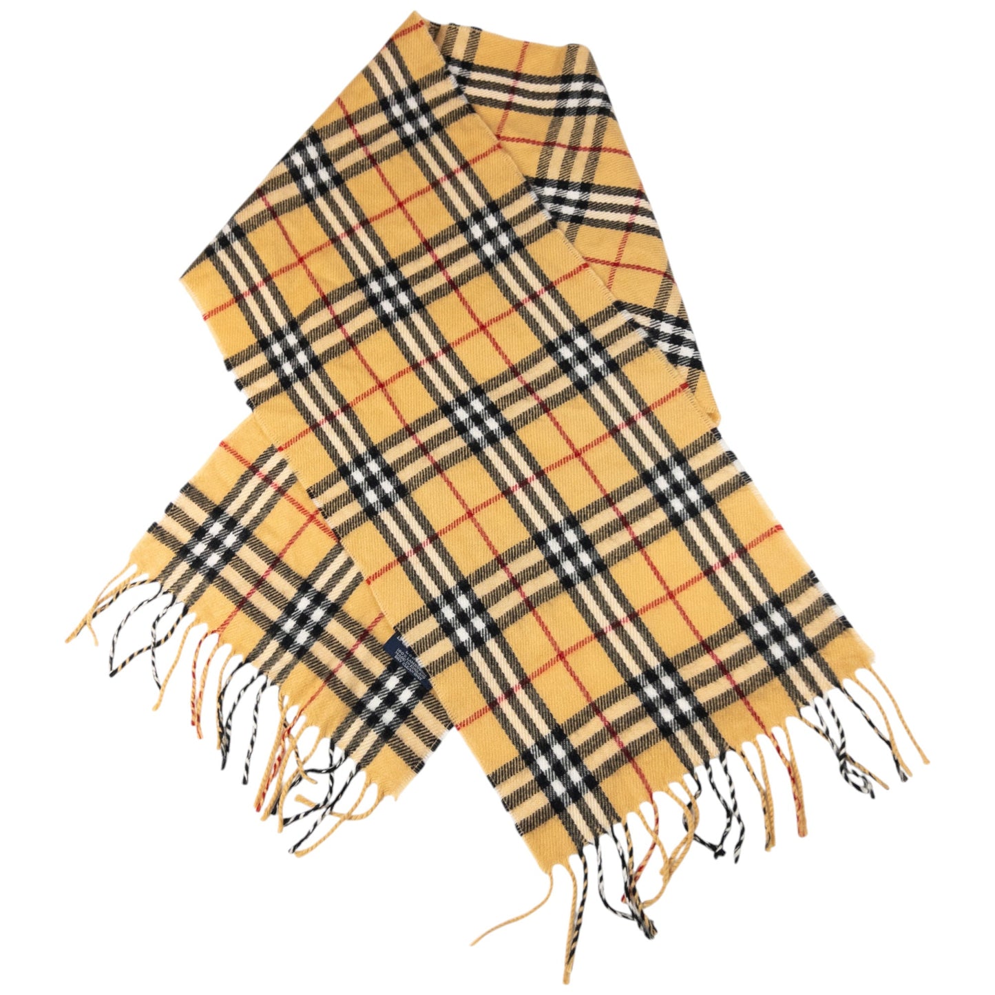 Vintage Burberry Nova Check Lambswool Tassel Scarf