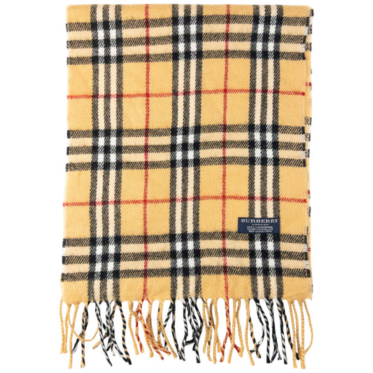 Vintage Burberry Nova Check Lambswool Tassel Scarf