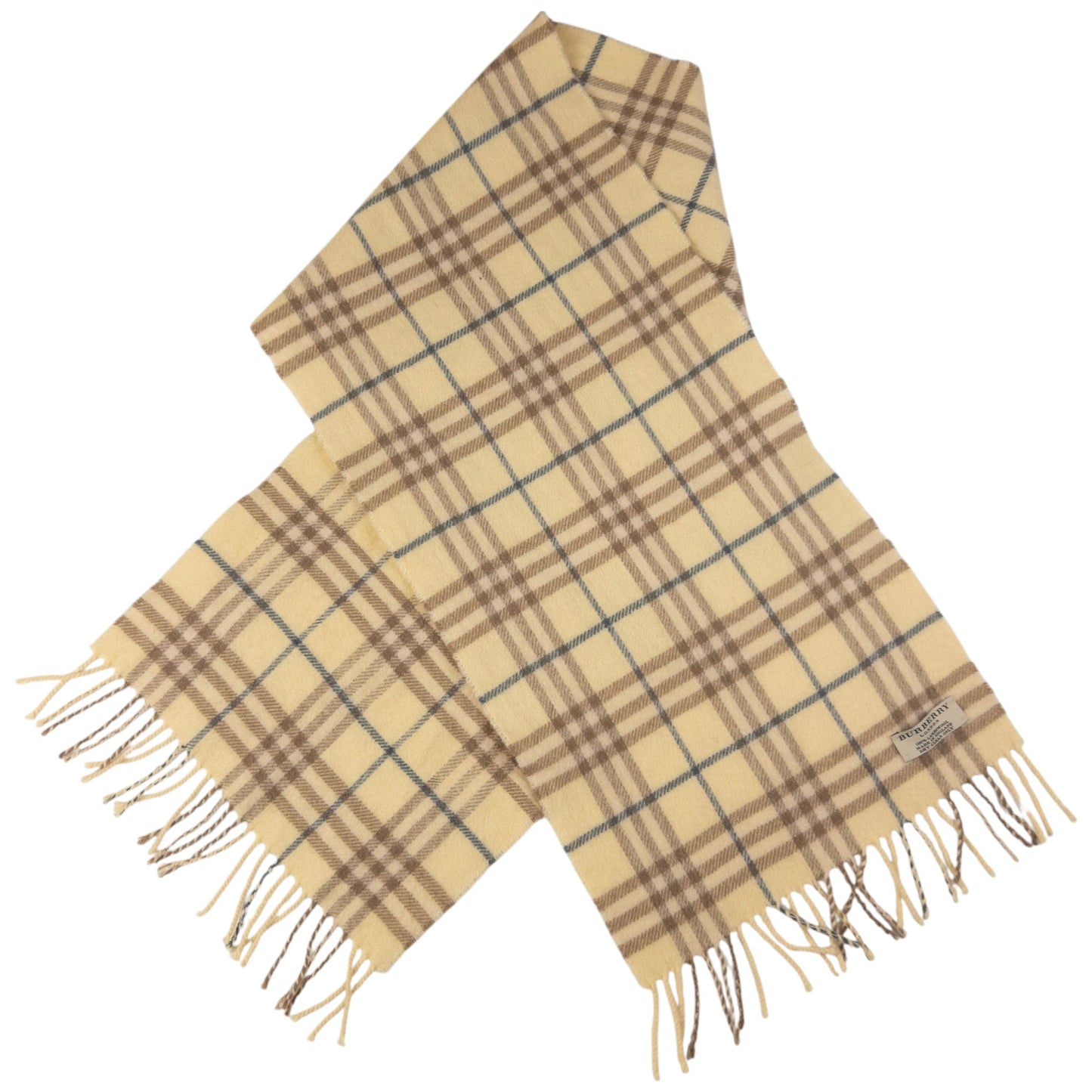 Vintage Burberry Nova Check Lambswool Tassel Scarf