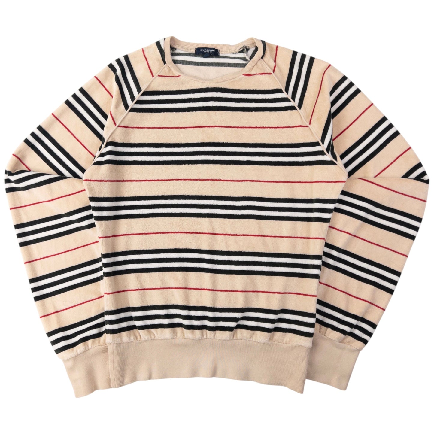 Vintage Burberry Nova Stripe Velour Sweatshirt Women's Size M