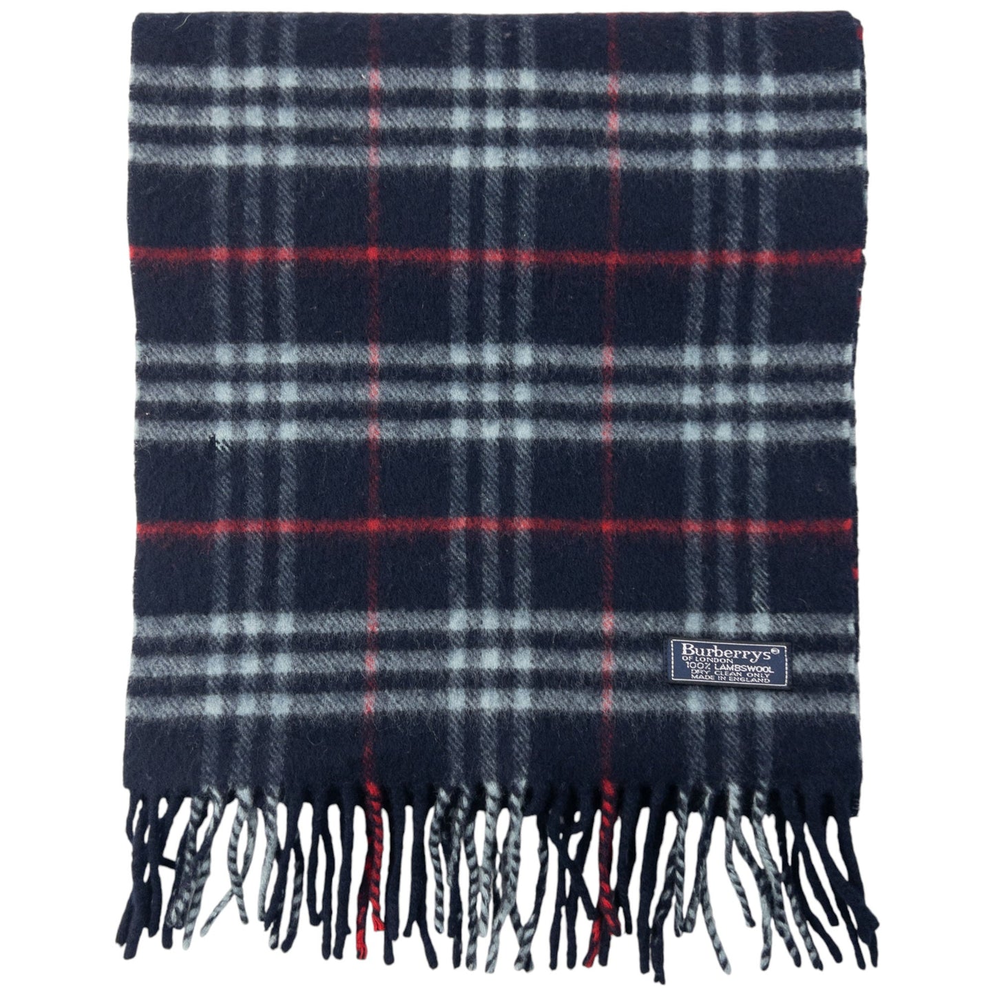 Vintage Burberry Nova Check Lambswool Tassel Scarf