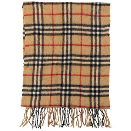 Vintage Burberry Nova Check Lambswool Tassel Scarf