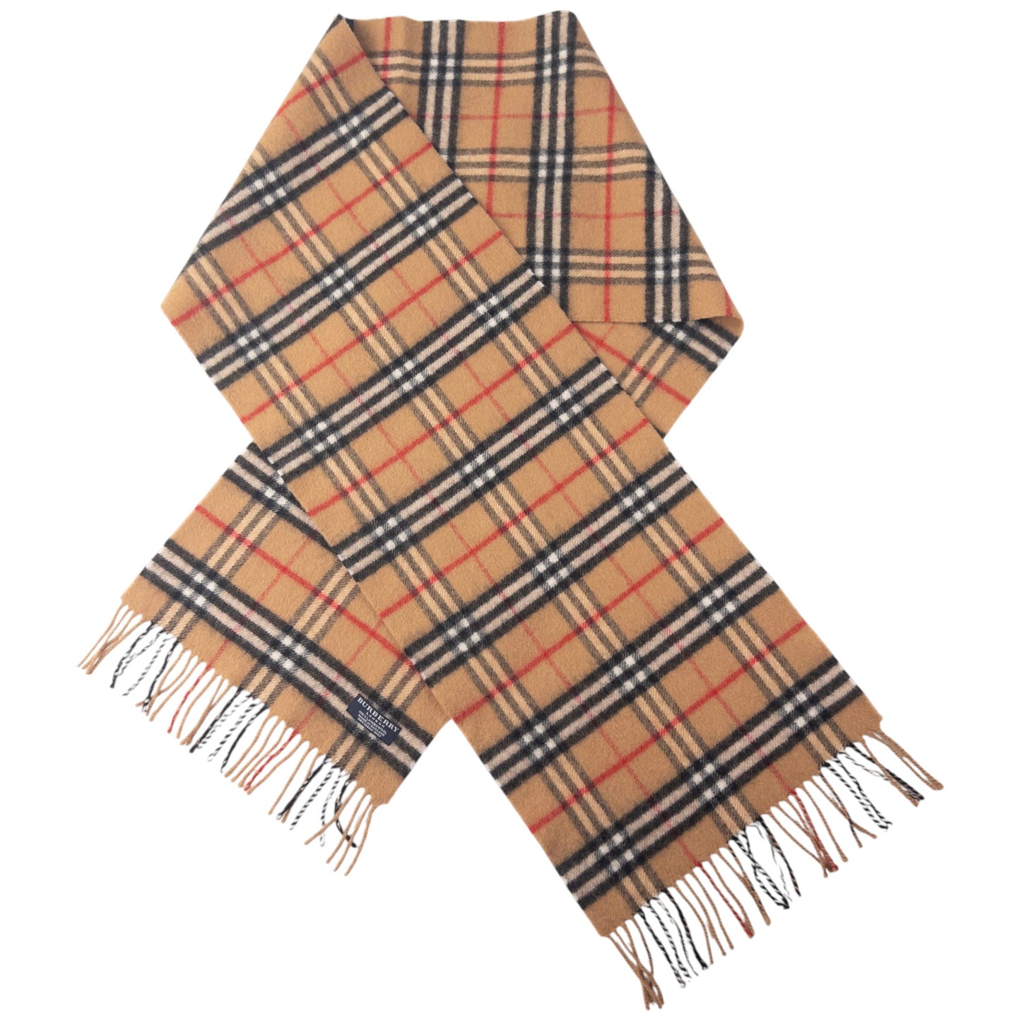 Vintage Burberry Nova Check Lambswool Tassel Scarf