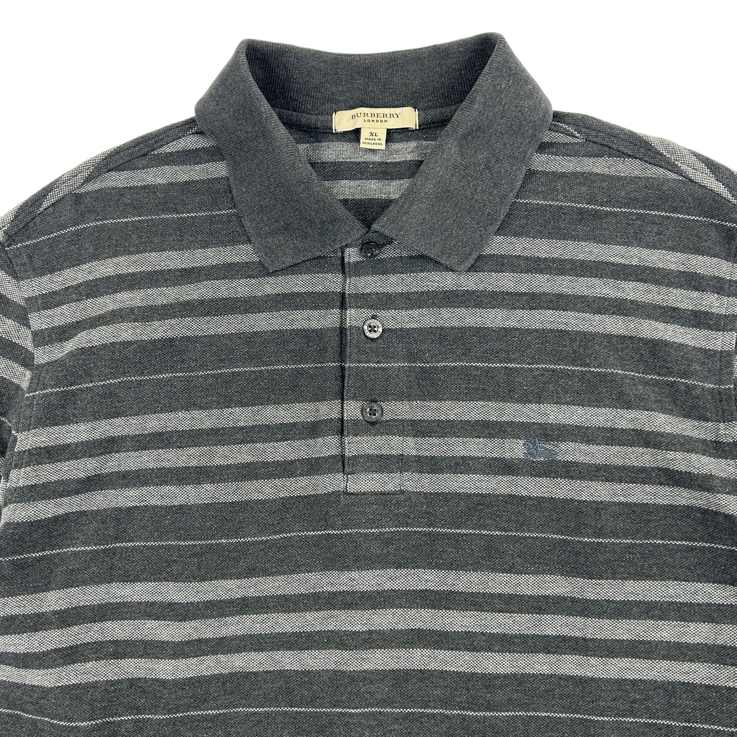 Vintage Burberry Striped Long Sleeve Polo Shirt Size M