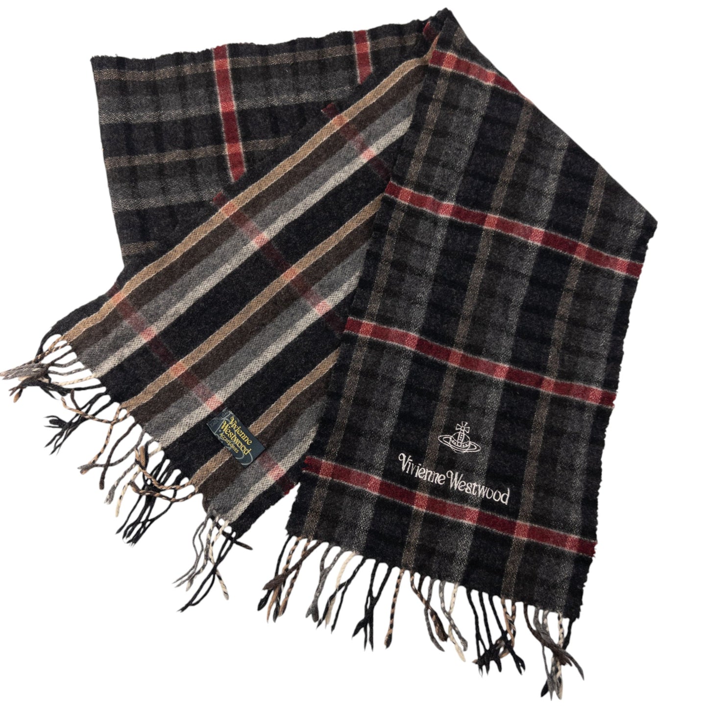 Vintage Vivienne Westwood Tartan Tassel Scarf