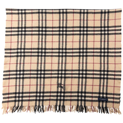 Vintage Burberry Nova Check Cashmere Tassel Throw Blanket