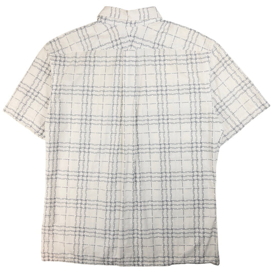 Vintage Burberry Nova Check Text Short Sleeve Button Up Shirt Size M