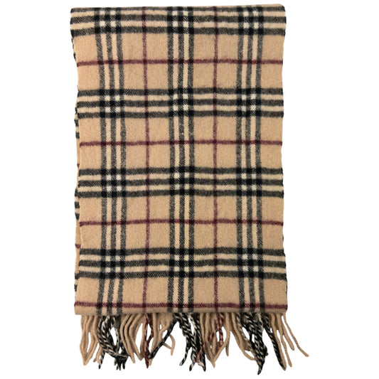 Vintage Burberry Nova Check Lambswool Tassel Scarf