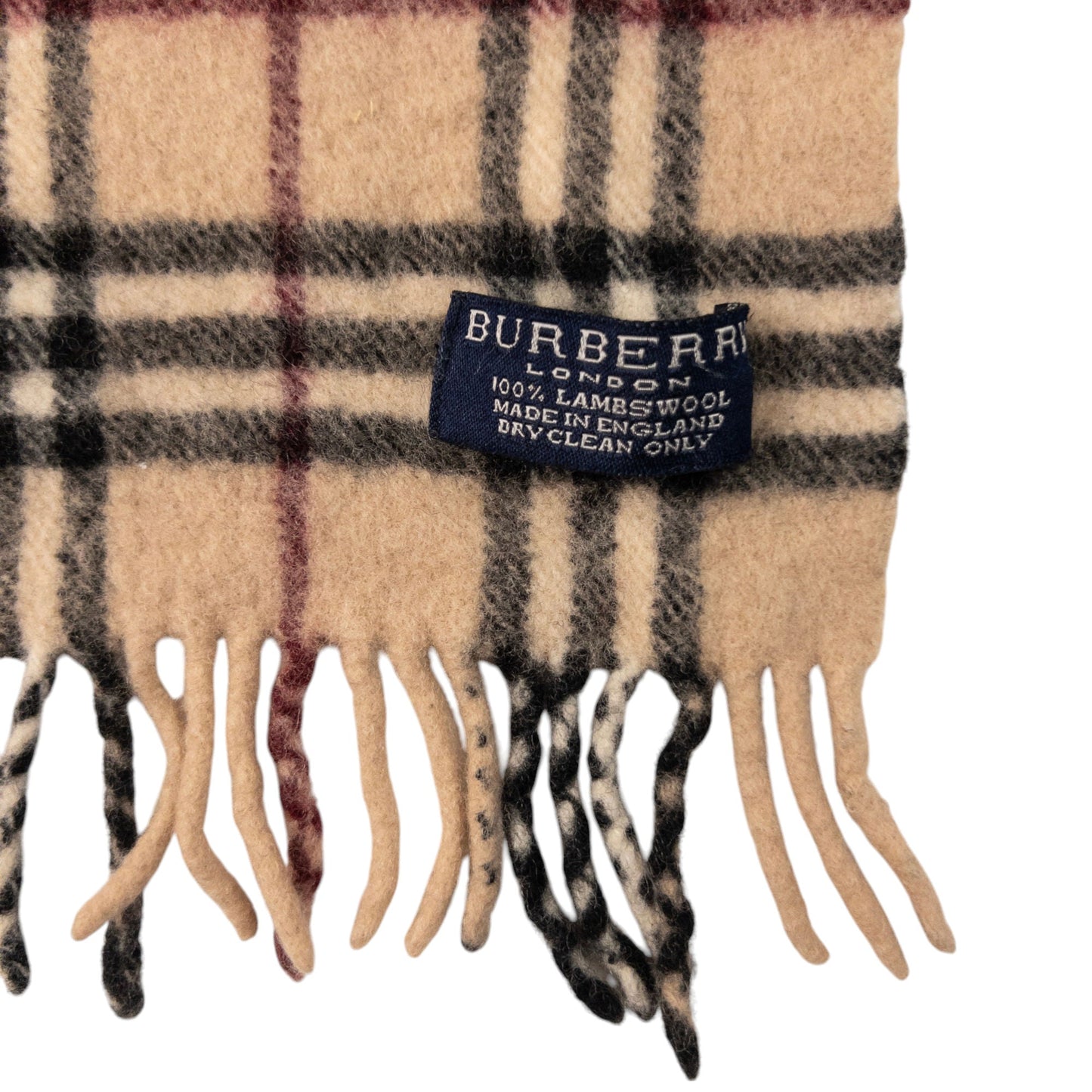 Vintage Burberry Nova Check Lambswool Tassel Scarf