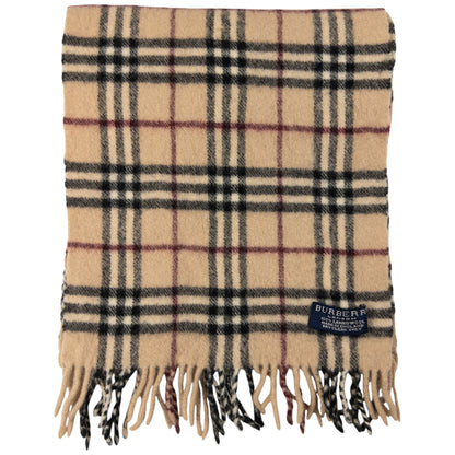 Vintage Burberry Nova Check Lambswool Tassel Scarf