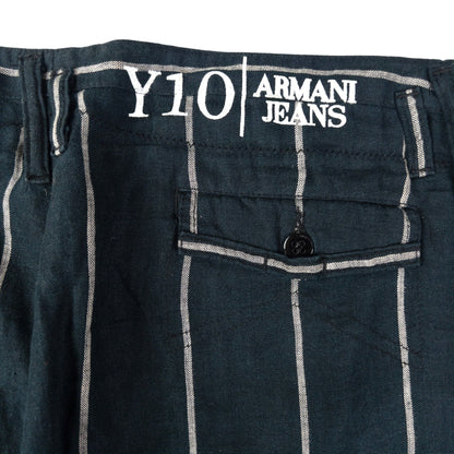 Vintage Armani Jeans Striped Linen Trousers Size W34