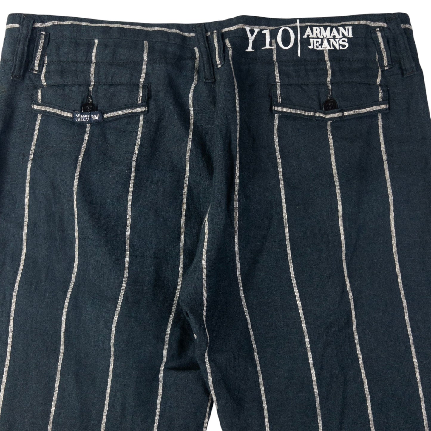 Vintage Armani Jeans Striped Linen Trousers Size W34