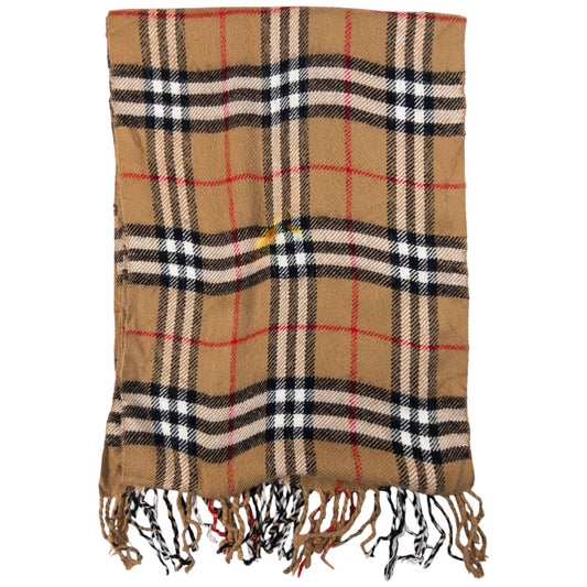 Vintage Burberry Nova Check Lambswool Tassel Scarf