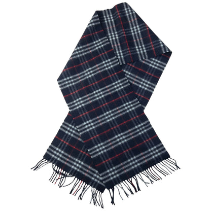 Vintage Burberry Nova Check Lambswool Tassel Scarf