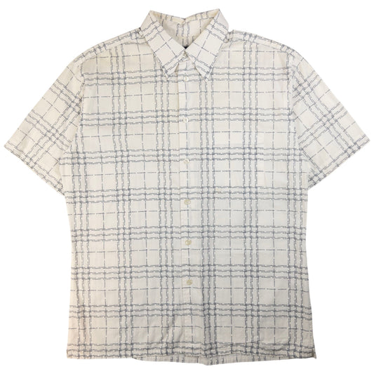 Vintage Burberry Nova Check Text Short Sleeve Button Up Shirt Size M