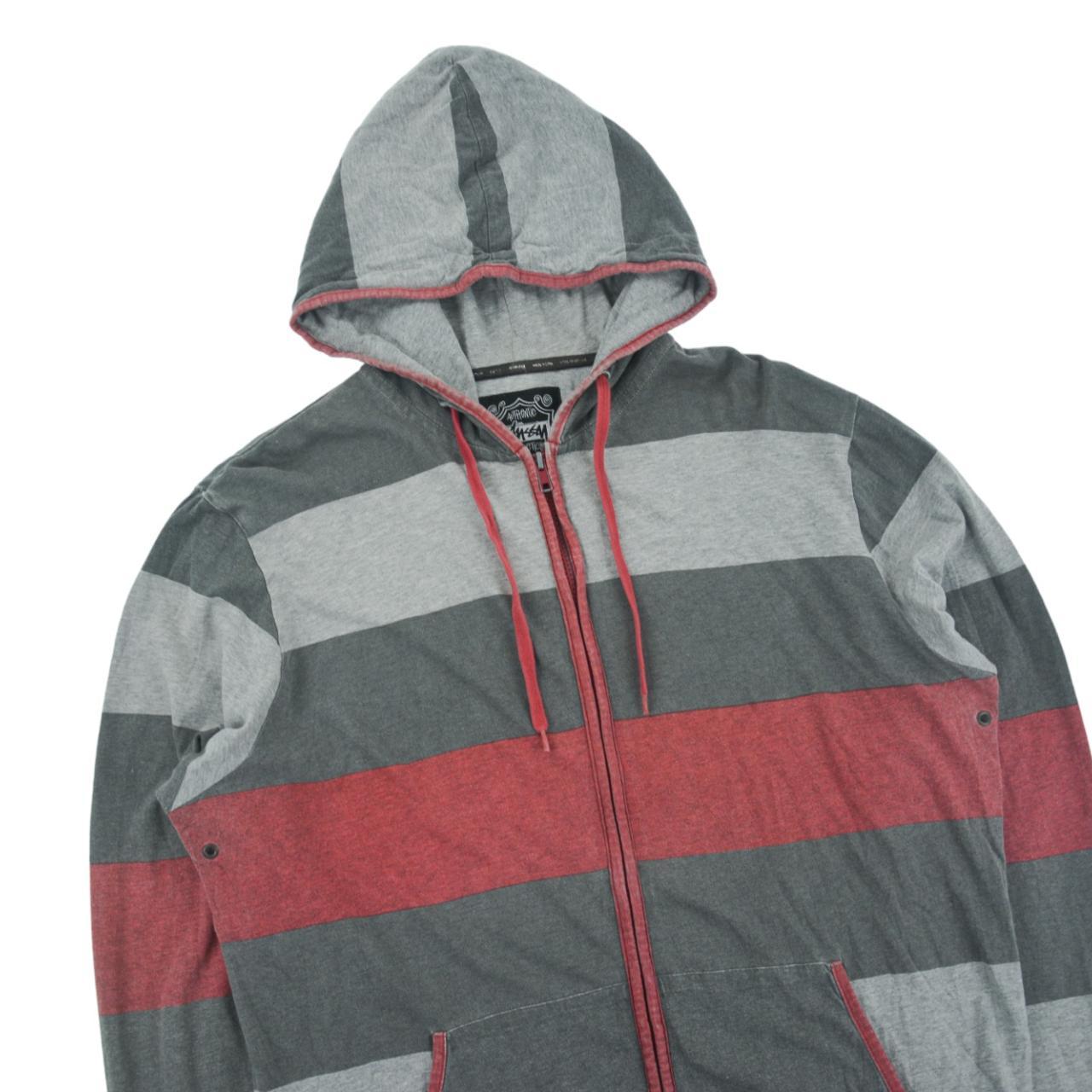 Vintage Stussy Striped Zip Up Hoodie Size L